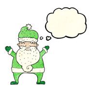 cartoon stressed out santa with thought bubble N3