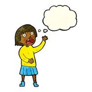 cartoon stressed out woman with thought bubble N7