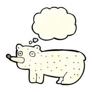 funny cartoon polar bear with thought bubble N8