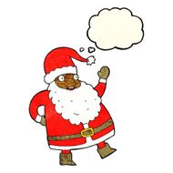funny waving santa claus cartoon with thought bubble N8