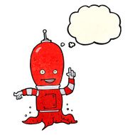 cartoon alien spaceman with thought bubble N7