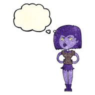 cartoon vampire girl with thought bubble N67