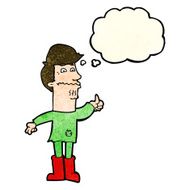 cartoon nervous man with thought bubble N40