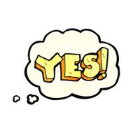 cartoon yes symbol with thought bubble N2