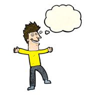 cartoon happy man with thought bubble N131