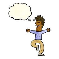 cartoon laughing man with thought bubble N7