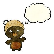 cartoon cute teddy bear in hat with thought bubble N4