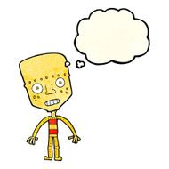 cartoon robot with thought bubble N38