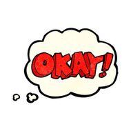 cartoon okay sign with thought bubble N2
