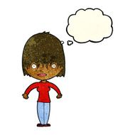 cartoon woman staring with thought bubble N10