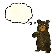 cartoon black bear with thought bubble N20