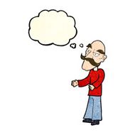 cartoon old man with mustache thought bubble N10