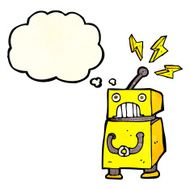 cartoon little robot with thought bubble N2