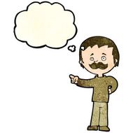 cartoon man with mustache pointing thought bubble N10
