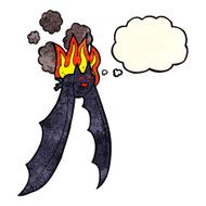 cartoon spooky bat with thought bubble N2