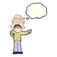 cartoon angry old man with thought bubble N42