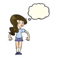cartoon pretty woman with thought bubble N82