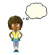 cartoon pretty girl with thought bubble N30