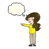 cartoon pretty woman pointing with thought bubble N13
