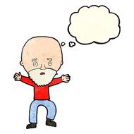 cartoon panicking old man with thought bubble N3