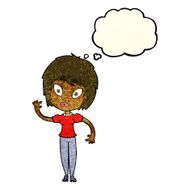 cartoon pretty girl with thought bubble N31