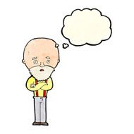 cartoon worried old man with thought bubble N6