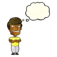 cartoon grinning man with thought bubble N27