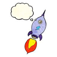 cartoon spaceship with thought bubble N8