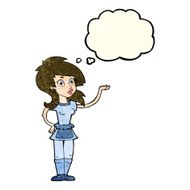 cartoon pretty waitress with thought bubble N3