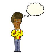 cartoon bored man with thought bubble N12