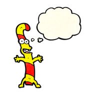 cartoon candy cane with thought bubble N4