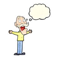 cartoon stressed old man with thought bubble N4