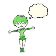 cartoon vampire girl with thought bubble N69