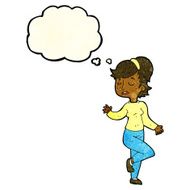 cartoon dancing woman with thought bubble N17