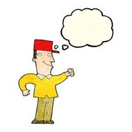cartoon man punching air with thought bubble N4