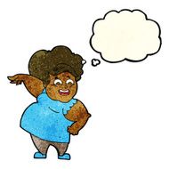 cartoon overweight woman with thought bubble N6