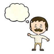cartoon man with mustache waving thought bubble N9