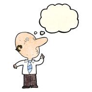 cartoon bald man asking question with thought bubble N3
