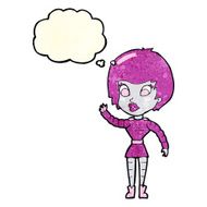 cartoon robot woman waving with thought bubble N6