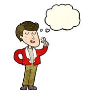 cartoon cool guy snapping fingers with thought bubble N4