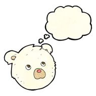 cartoon polar bear face with thought bubble N6
