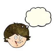 cartoon happy boy face with thought bubble N17