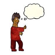 cartoon vampire waving hands with thought bubble N4