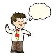 cartoon man with good idea thought bubble N6