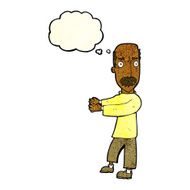 cartoon balding man explaining with thought bubble N4