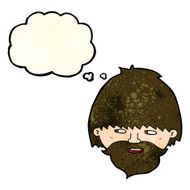 cartoon bearded man with thought bubble N16
