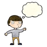 cartoon waving man with thought bubble N12