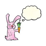 cartoon rabbit with carrot thought bubble N4