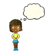 cartoon excited woman with thought bubble N41