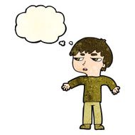 cartoon annoyed boy with thought bubble N13